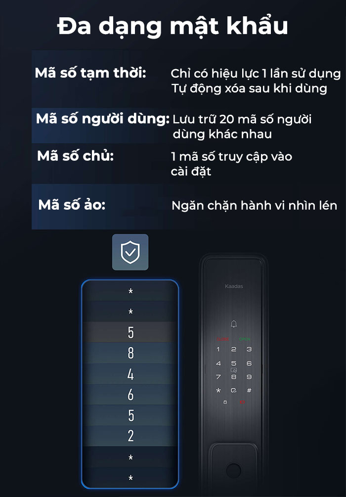 kaadas-q3-anh-6 Đa dạng hệ thống mật khẩu trên khoá