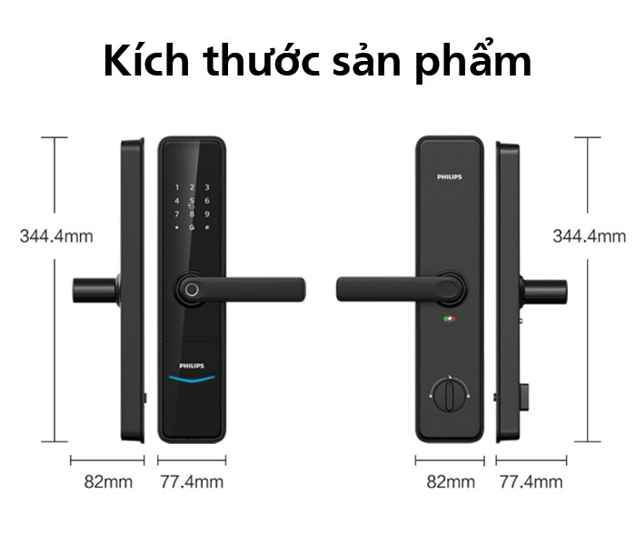 Kích thước bề mặt khóa Philips DDL603E